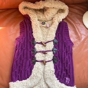 Roxy cable knit faux fur lined vest